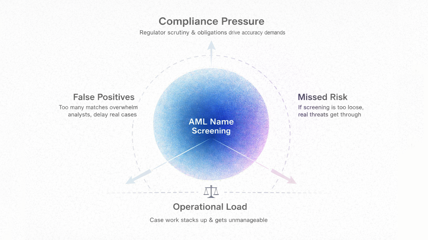 Name screening problem space and risks
